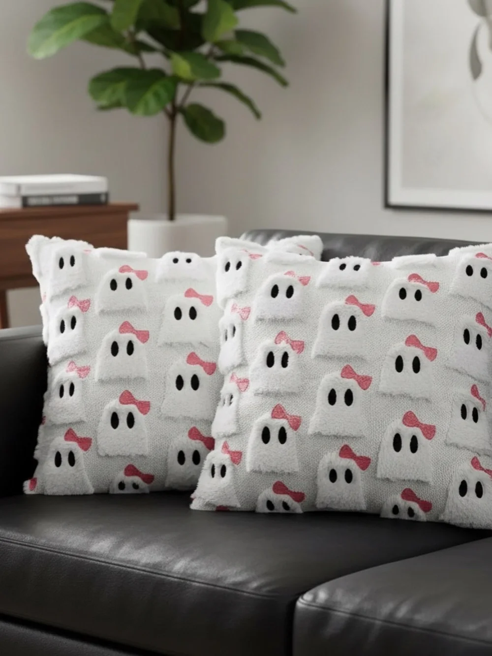 NWOT Plush Ghost Halloween Pillow Cover Fits 18x18 Insert